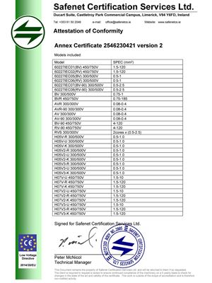 CE 證書2546230421 - 翔宜電子PVC Single Core Non Sheathed Cable L.pdf-img-1-0